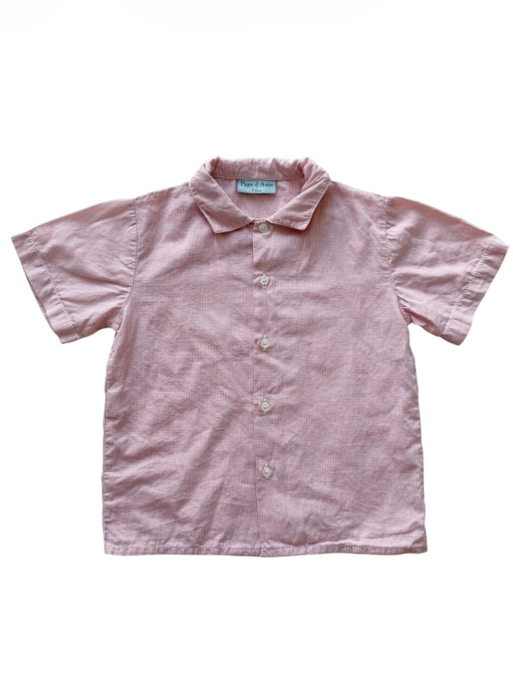 Papo d’Anjo Red Checkered Short Sleeved Button Up Shirt Size 2